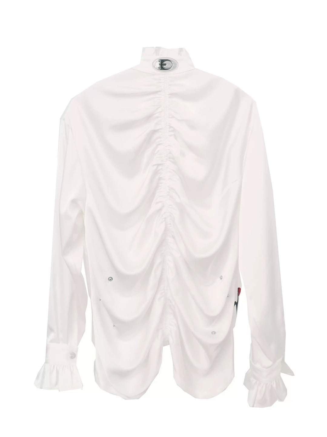 EMBRYO COURT TOTEM velvet-frill mock-neck shirt — alternate styled presentation