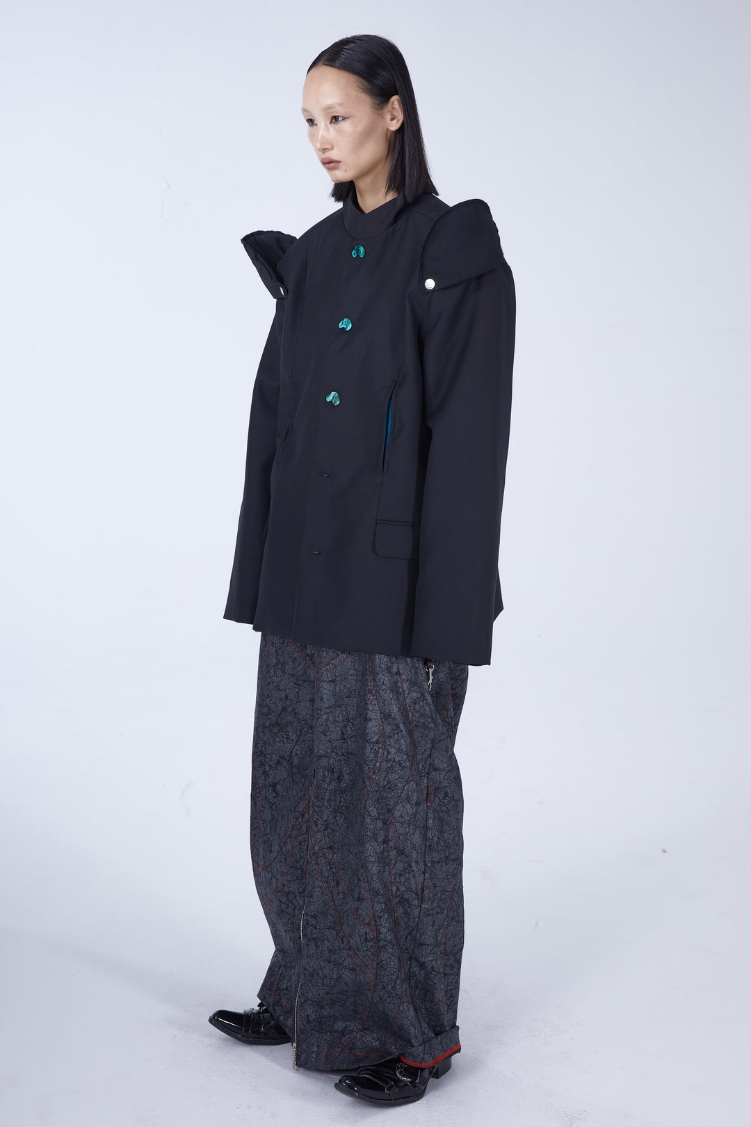EMBRYO IMPERIAL GUARD detachable-shoulder Zhongshan blazer — product-only front view