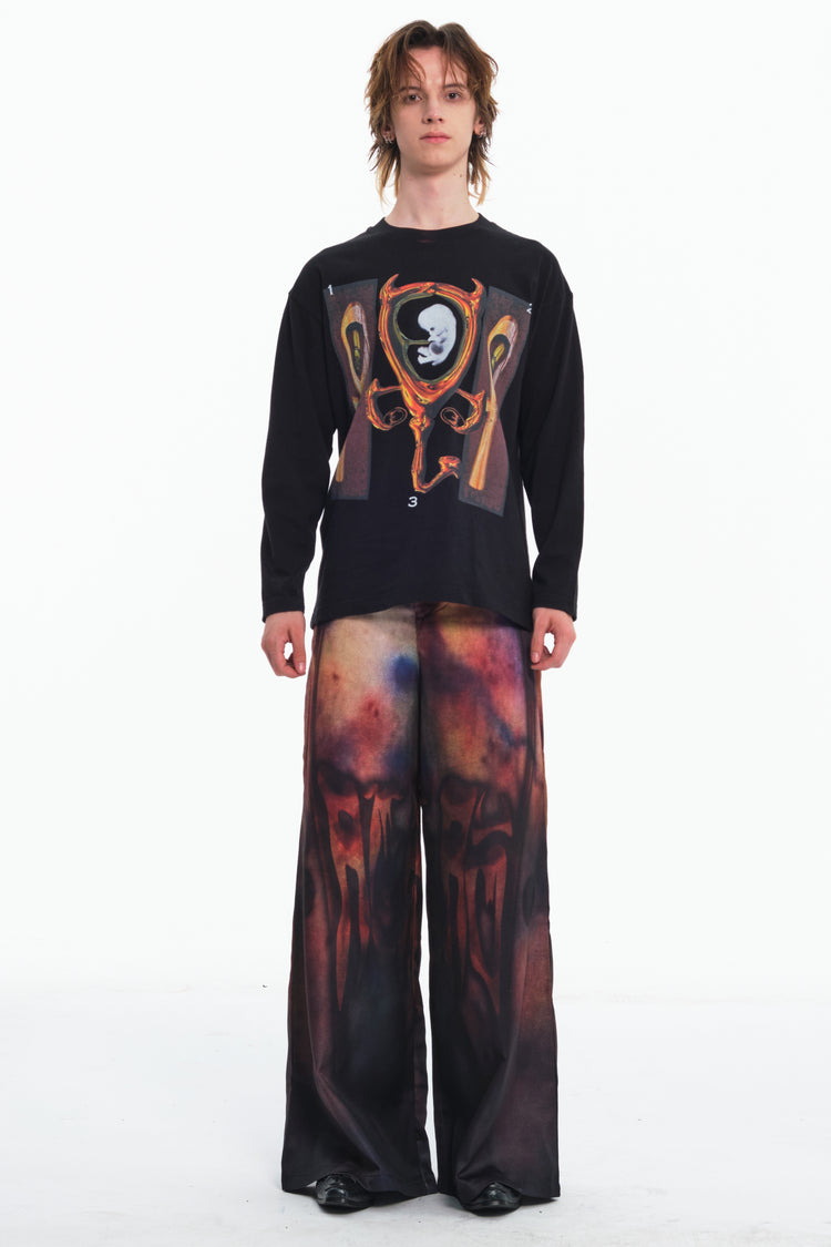 EMBRYO CAVERN CROSS graphic long-sleeve tee — alternate modeled angle