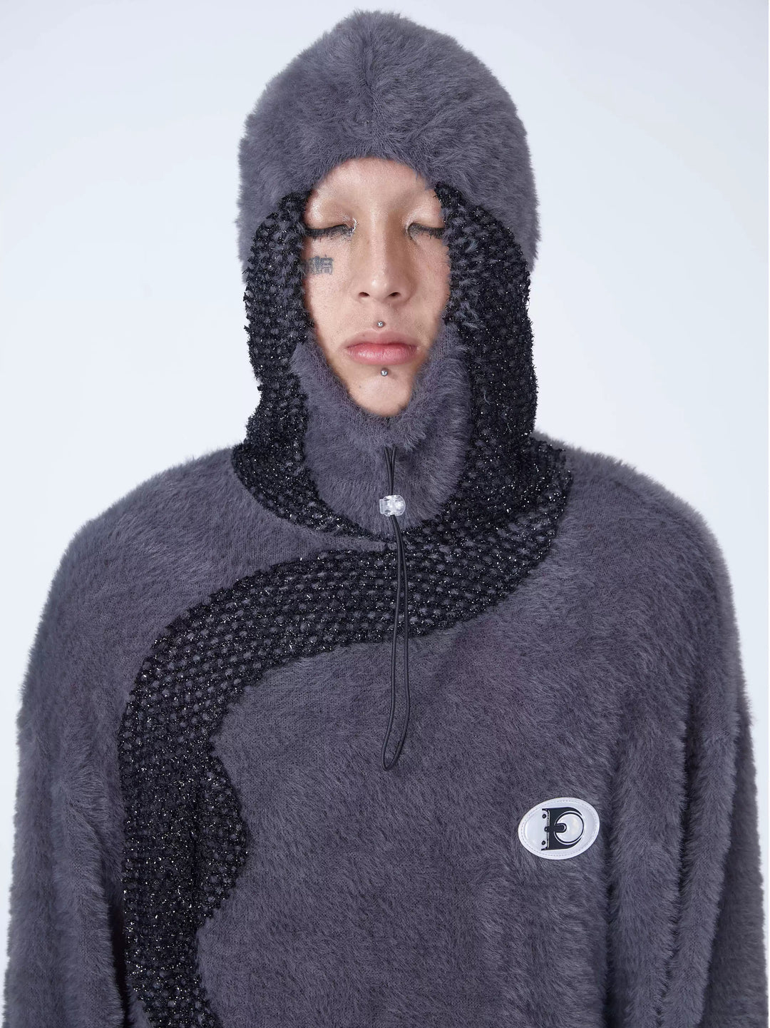 EMBRYO FUR COLLAR oversized plush sweatshirt — front product presentation