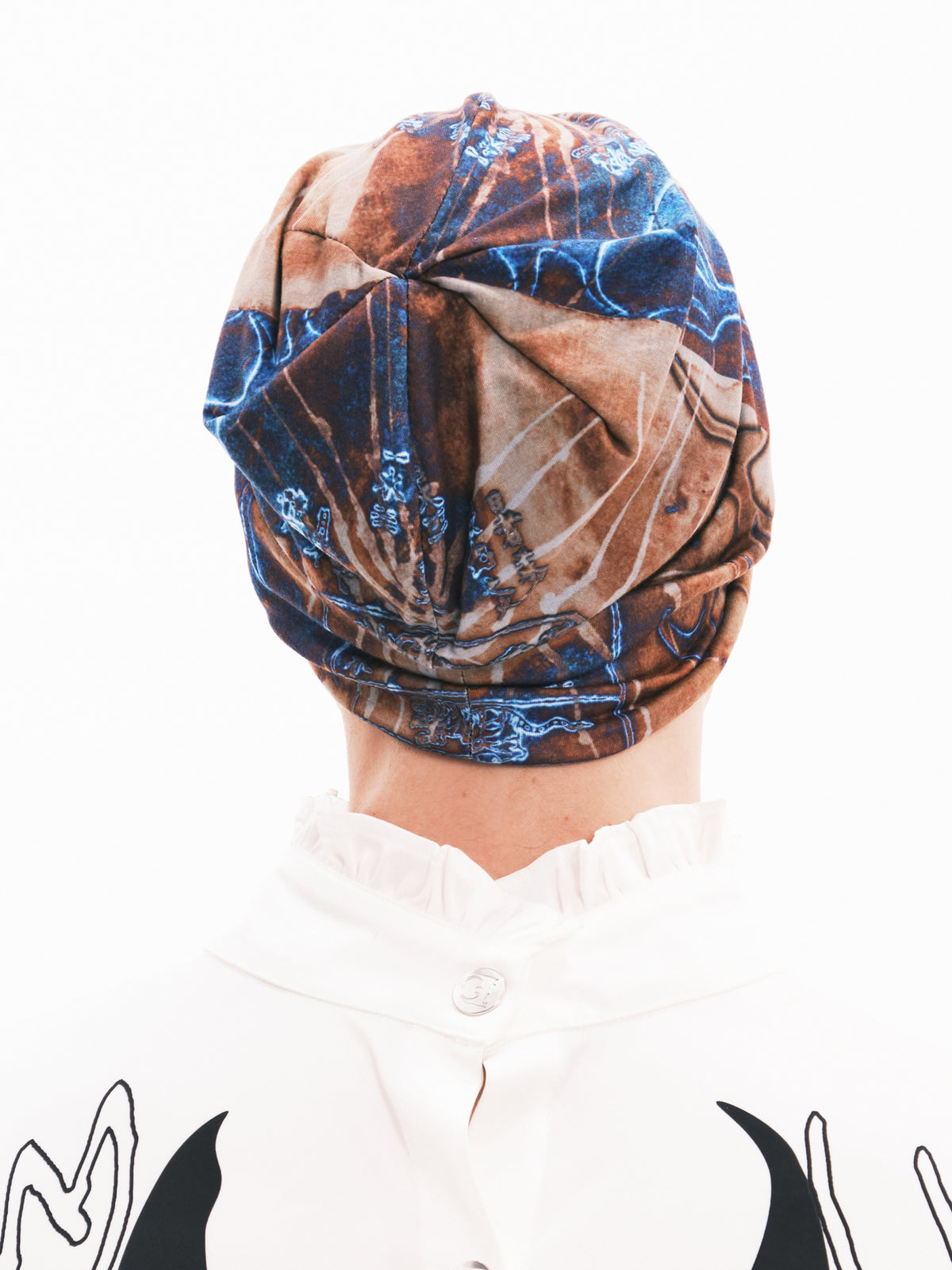 EMBRYO ANCIENT CODE mottled slouch beanie — rear modeled view