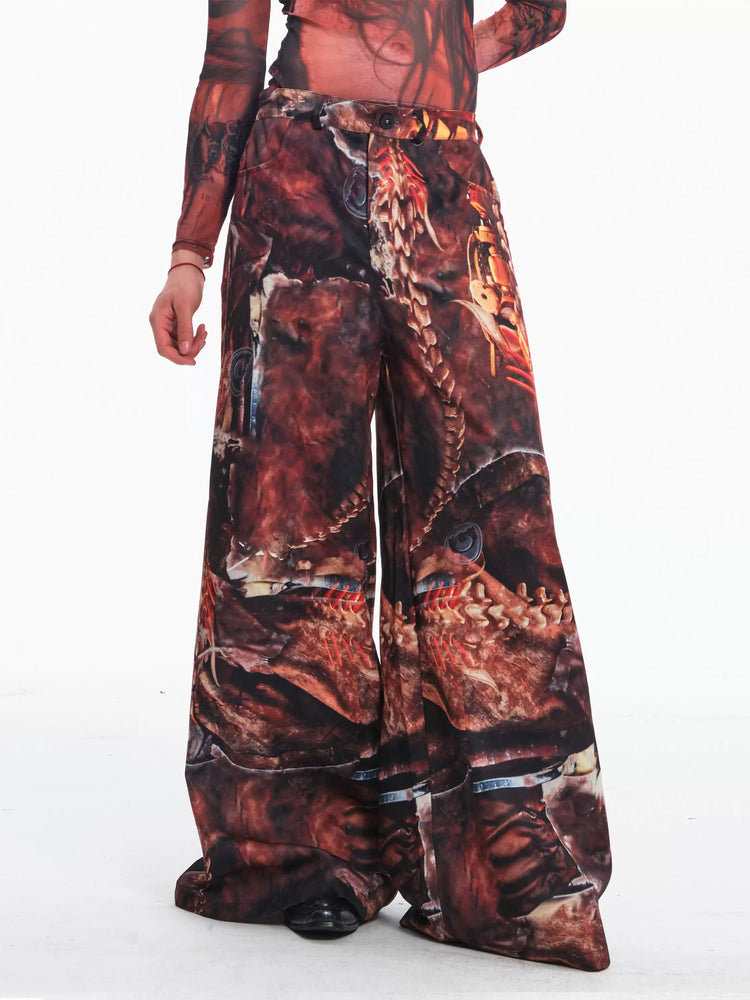 EMBRYO BONE RELIC printed wide-leg pants — front product presentation