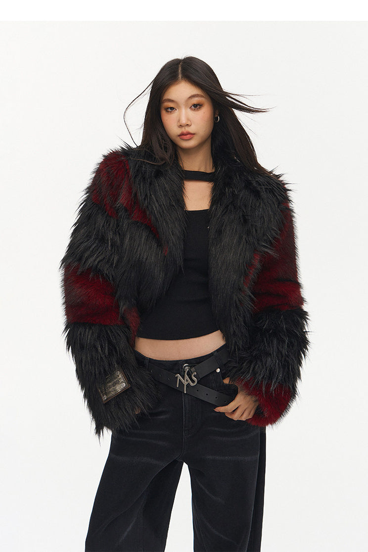 NAWS NIGHT GARDEN faux-fur jacket — alternate angle showing the shape and finish