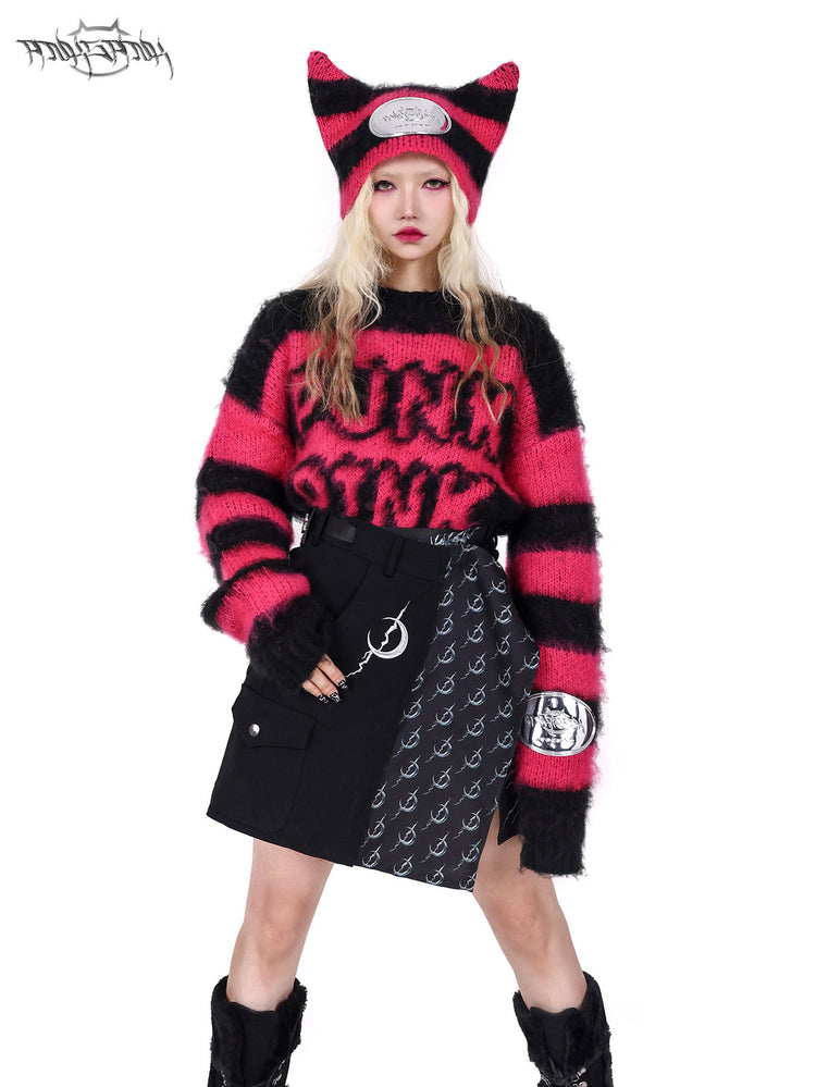 PINKSPINK ELECTRIC MOON convertible buckle mini skirt — full-length modeled styling view