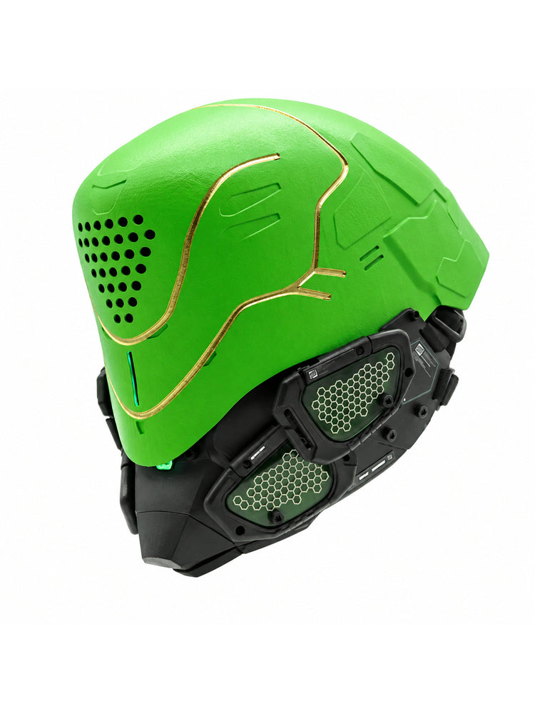 FOCKSHOP PROPHECY anniversary cyber mask — front modeled view