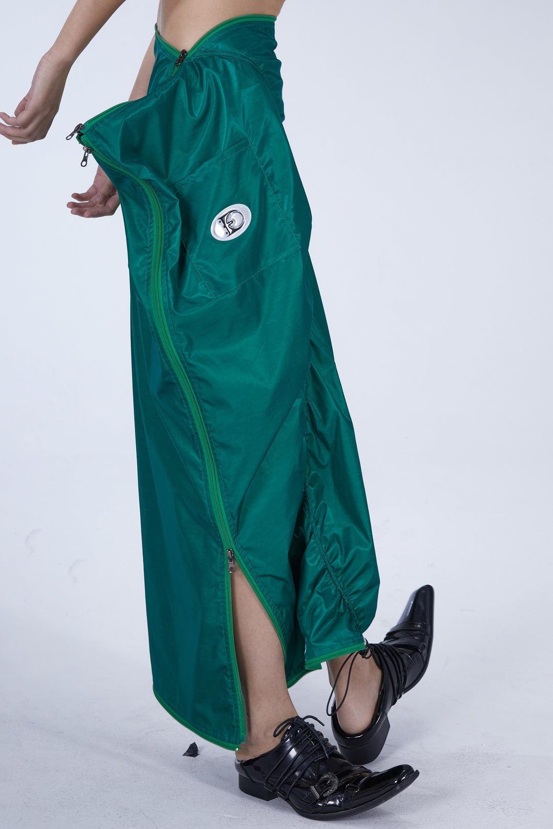 EMBRYO SLEEP POD convertible dress & bag — close modeled view