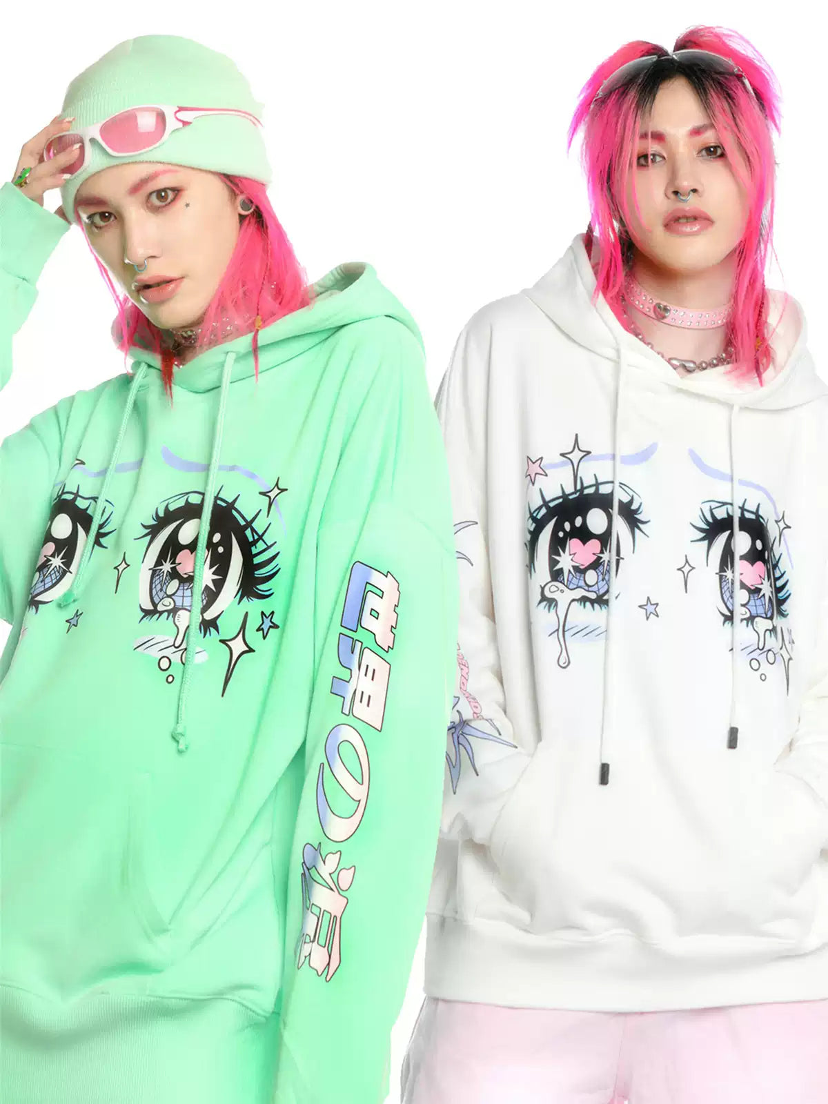 DEADENDKIDS ANIME TEARS oversized graphic hoodie — alternate styled presentation
