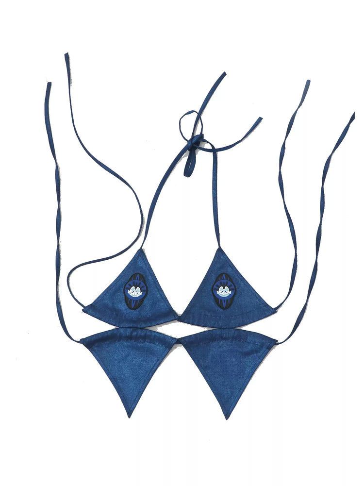 EMBRYO STARSHIFT coated bikini separates — coated-fabric detail