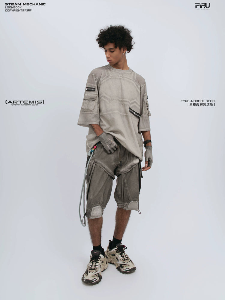 STARCORE xirang brown velcro mesh tee — rear modeled view