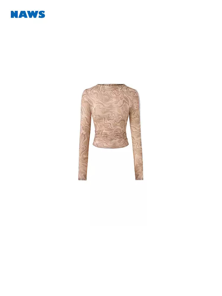NAWS QUICKSAND striped sheer mesh tee — alternate gallery view showing the design details