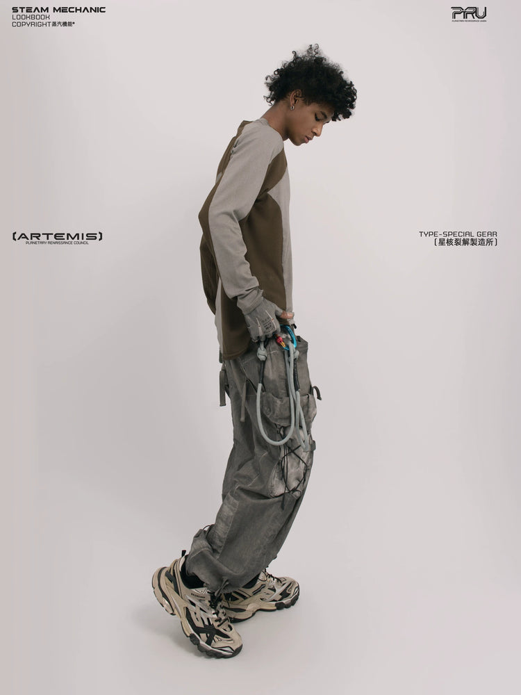 STARCORE ash tundra mesh-panel long-sleeve top b — material and silhouette detail