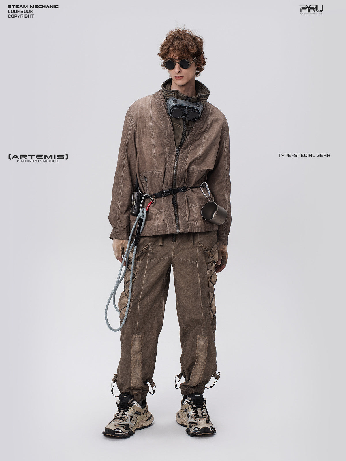 PIONEER gravel brown detachable-waist-bag work pants — alternate product view