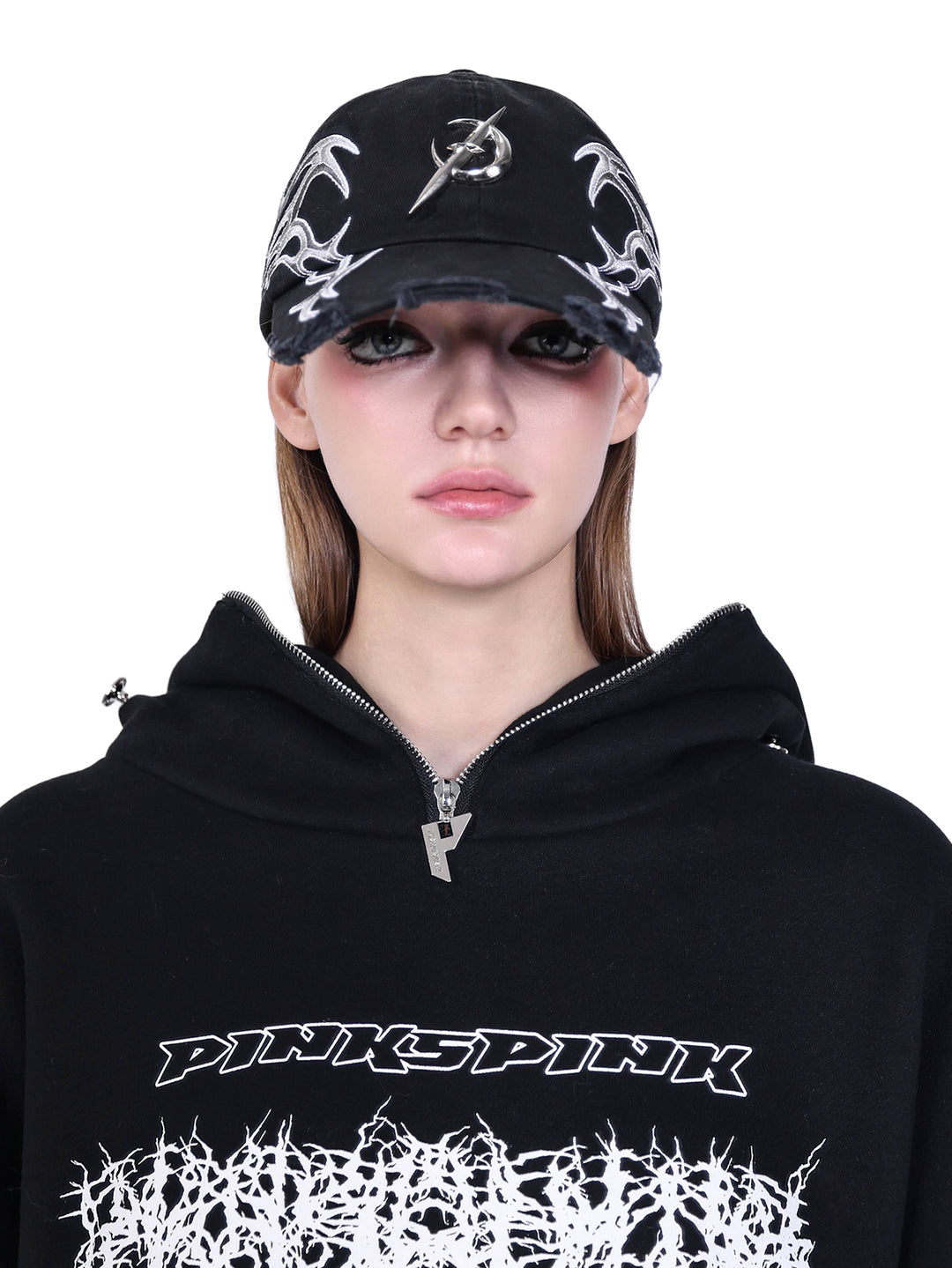 MASK DECOMPOSITION Y2K HOODED SWEATSHIRT