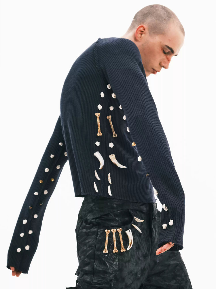 EMBRYO BONEWORK hand-knit sweater — side profile