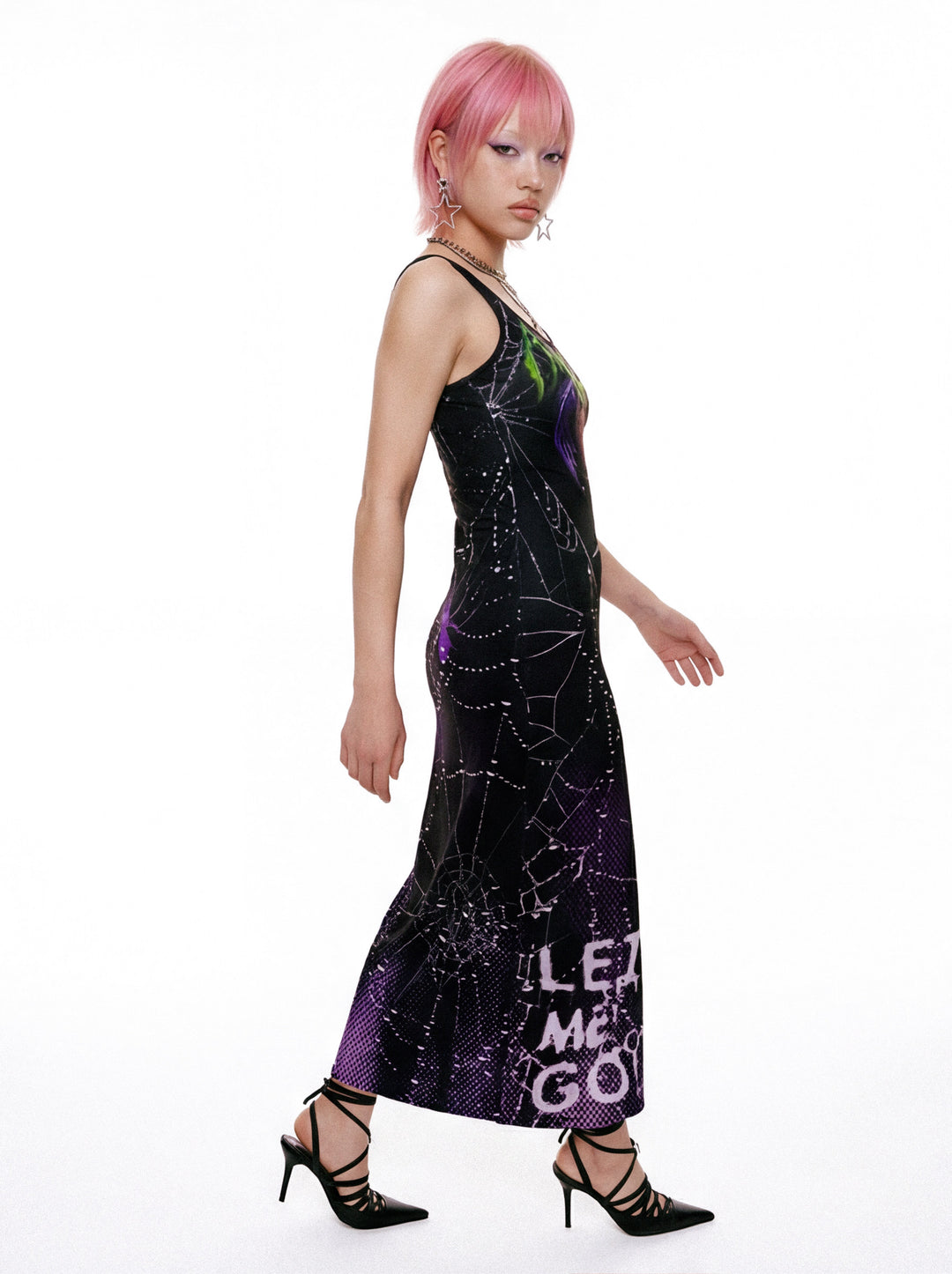 DEADENDKIDS DARK HEART fitted tank maxi dress — construction detail