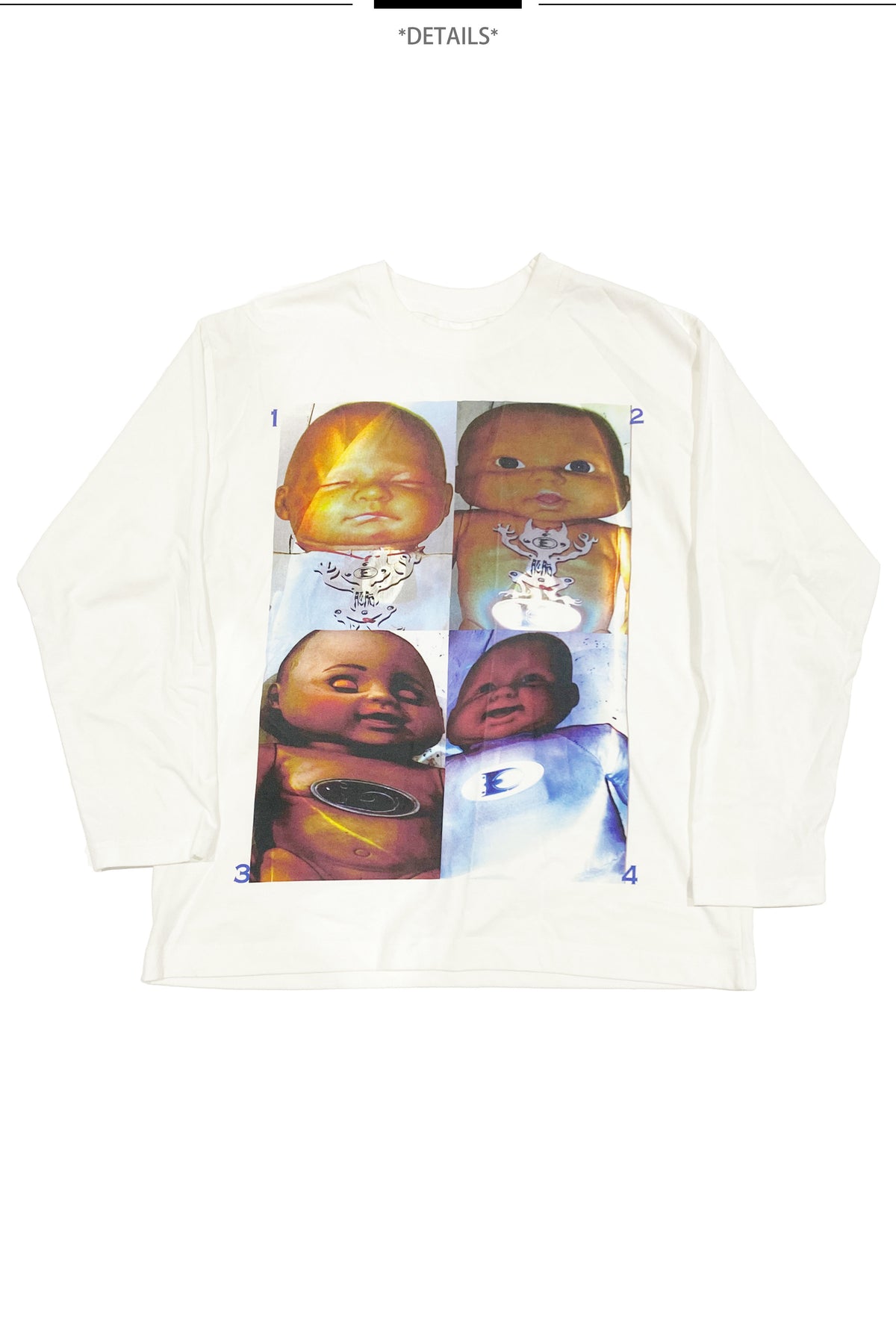 EMBRYO ABCD FOUR CHILDREN white graphic sweatshirt — fabric and graphic detail