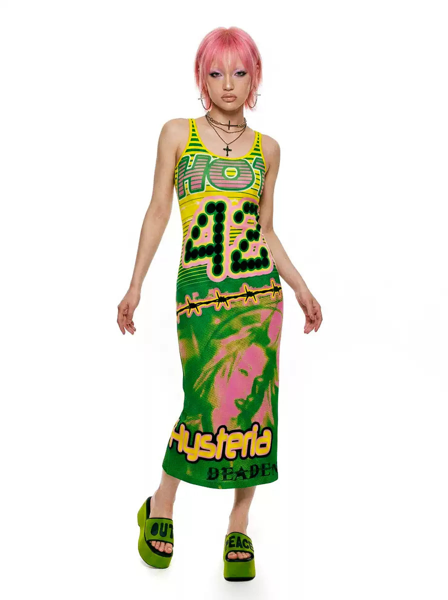 DEADENDKIDS HYSTERIA fitted tank maxi dress — rear or construction presentation