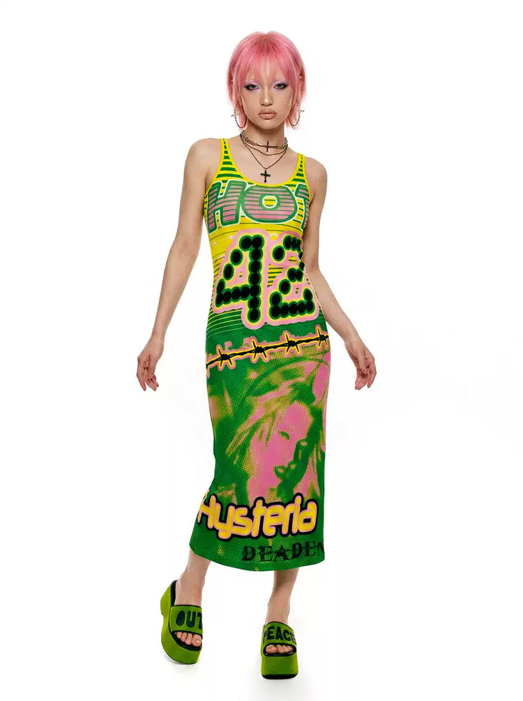 DEADENDKIDS HYSTERIA fitted tank maxi dress — rear or construction presentation