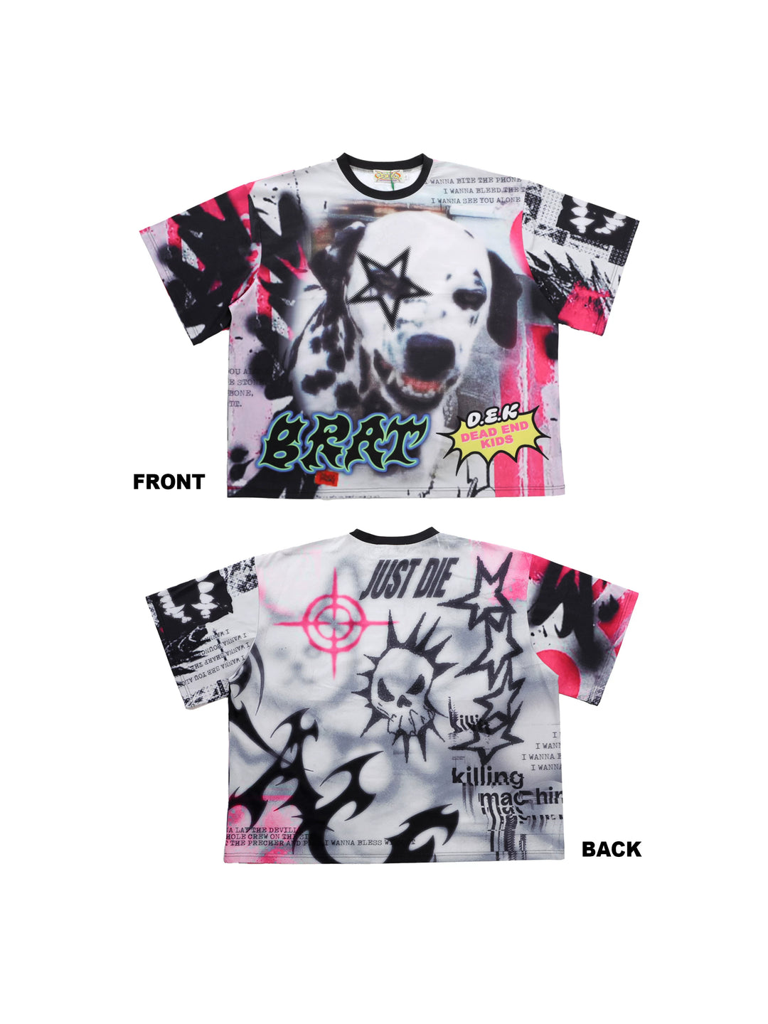 DEADENDKIDS BEAST RIOT oversized graphic tee — material and print detail