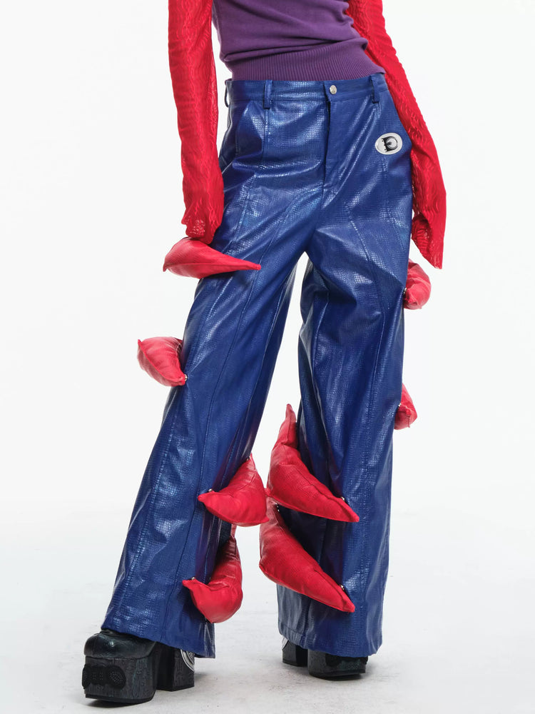 EMBRYO RED CLAW convertible padded PU pants — front product presentation