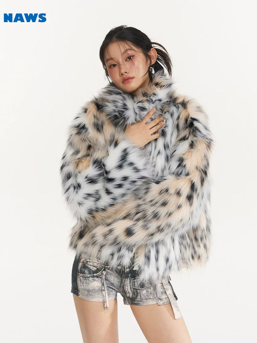 NAWS WILD LEOPARD faux-fur jacket — cleaned hero collage showing the complete design