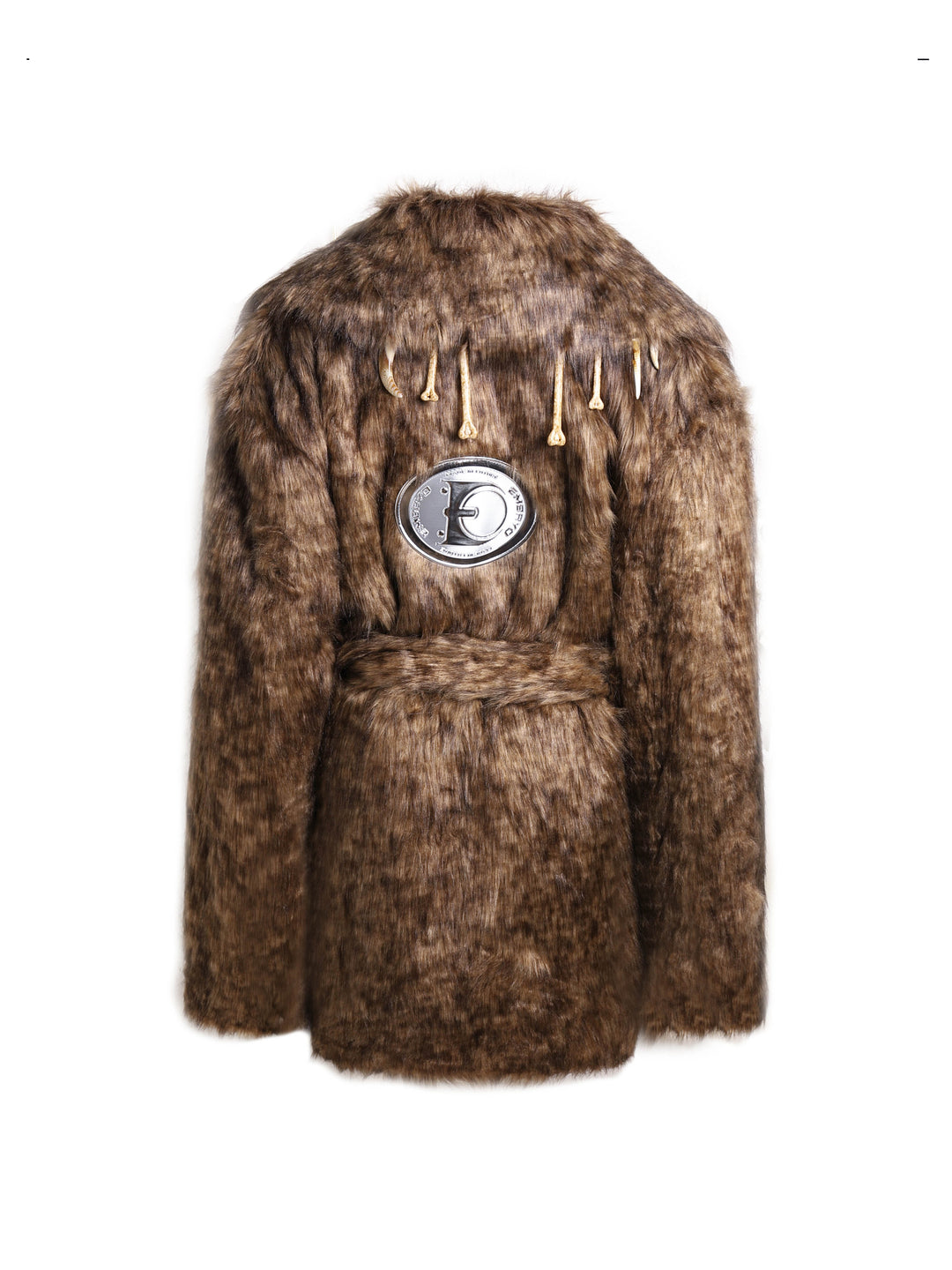 EMBRYO PRIMAL BONE mid-length faux-fur coat — alternate modeled angle