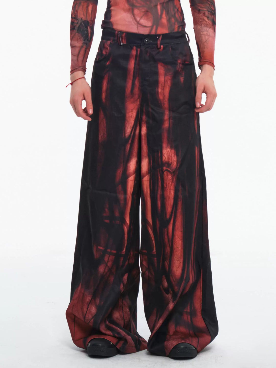 EMBRYO NERVE BLOOM printed flare pants — front product presentation