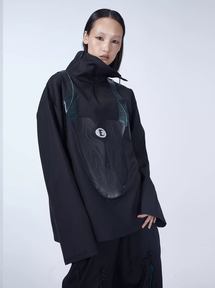 EMBRYO SHOE COLLAR asymmetrical sweatshirt — rear or construction presentation