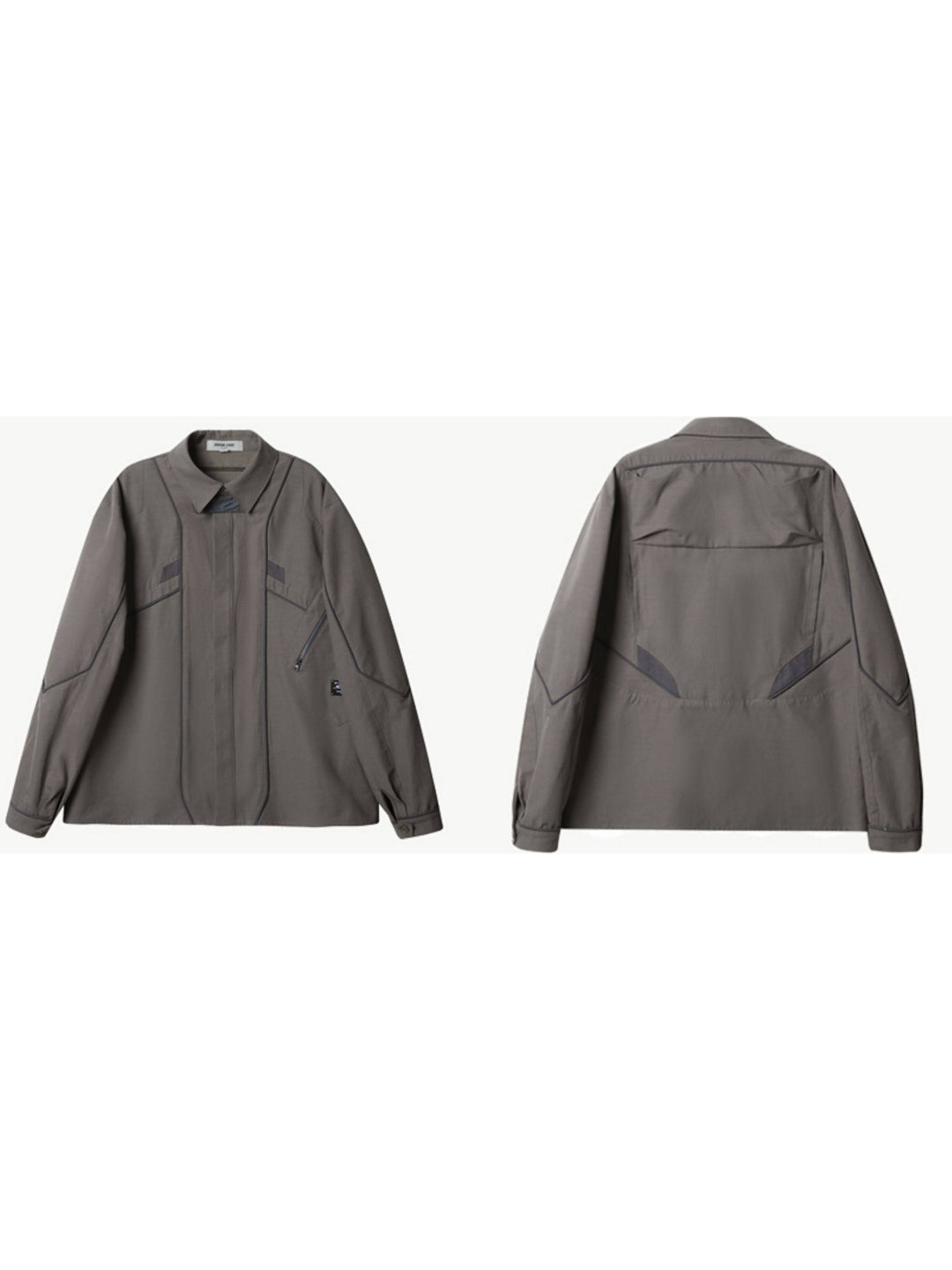 ERRORCODE ROBOT taupe tech work shirt — garment-only front and back views