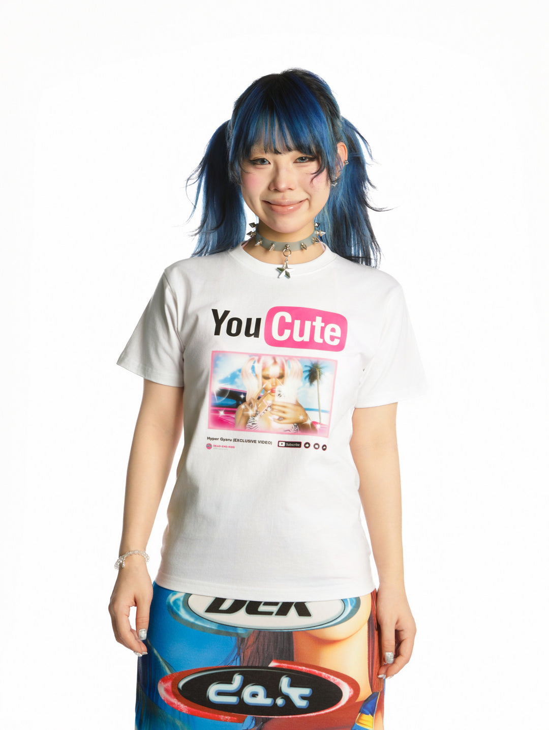 DEADENDKIDS YOUCUTE fitted graphic tee — front product presentation