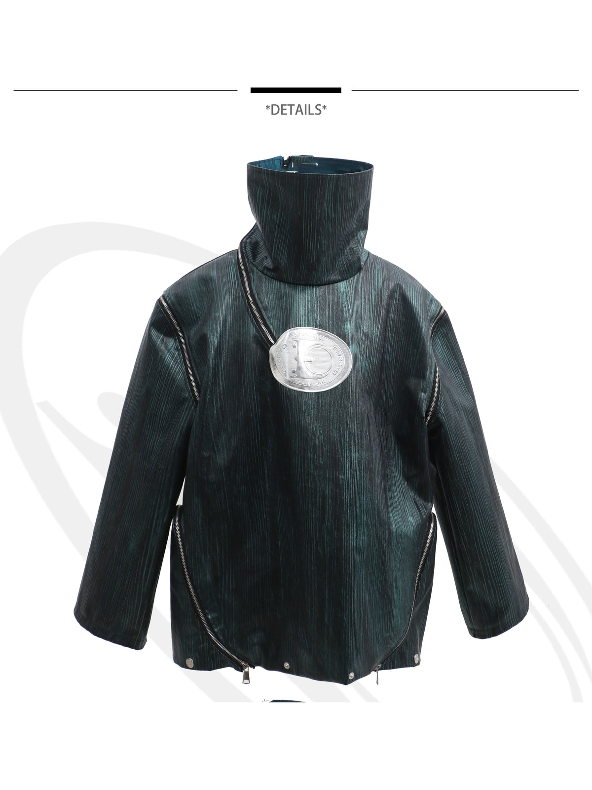 EMBRYO EXOSHELL convertible multi-zip hoodie vest — material and hardware detail
