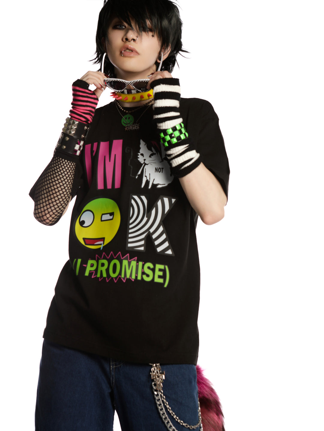 DEADENDKIDS EMO KIDS oversized graphic tee — rear modeled view