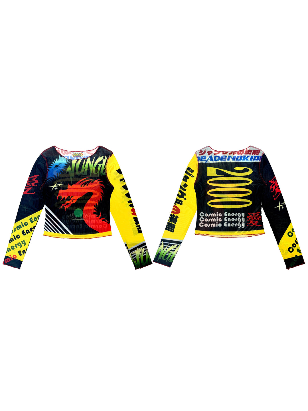 DEADENDKIDS GRAPHIC RIOT fitted mesh top — garment-only view