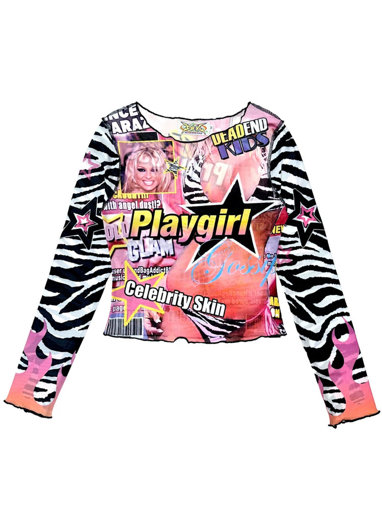 DEADENDKIDS GRAPHIC RIOT fitted mesh top — garment-only view