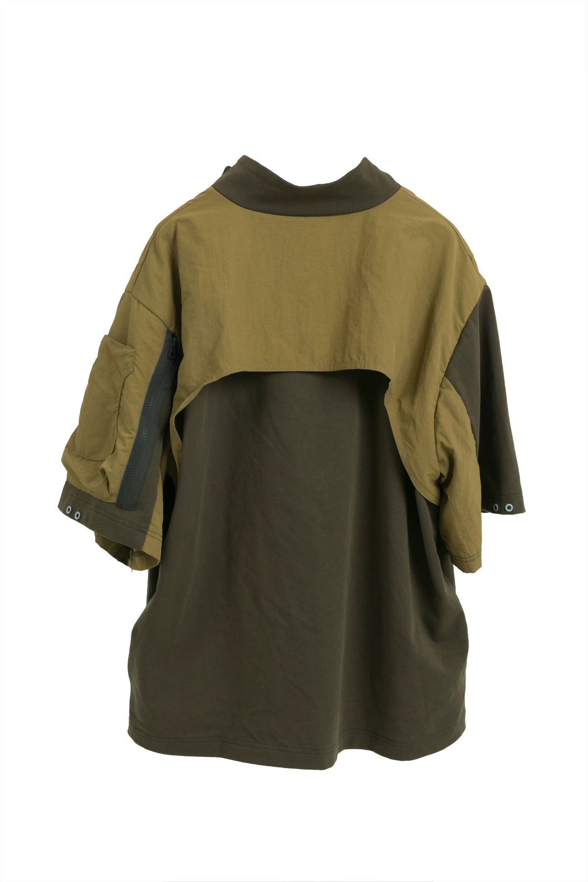 ERRORCODE ROBOT detachable-sleeve multi-pocket sweatshirt, garment-only rear view with sleeves removed