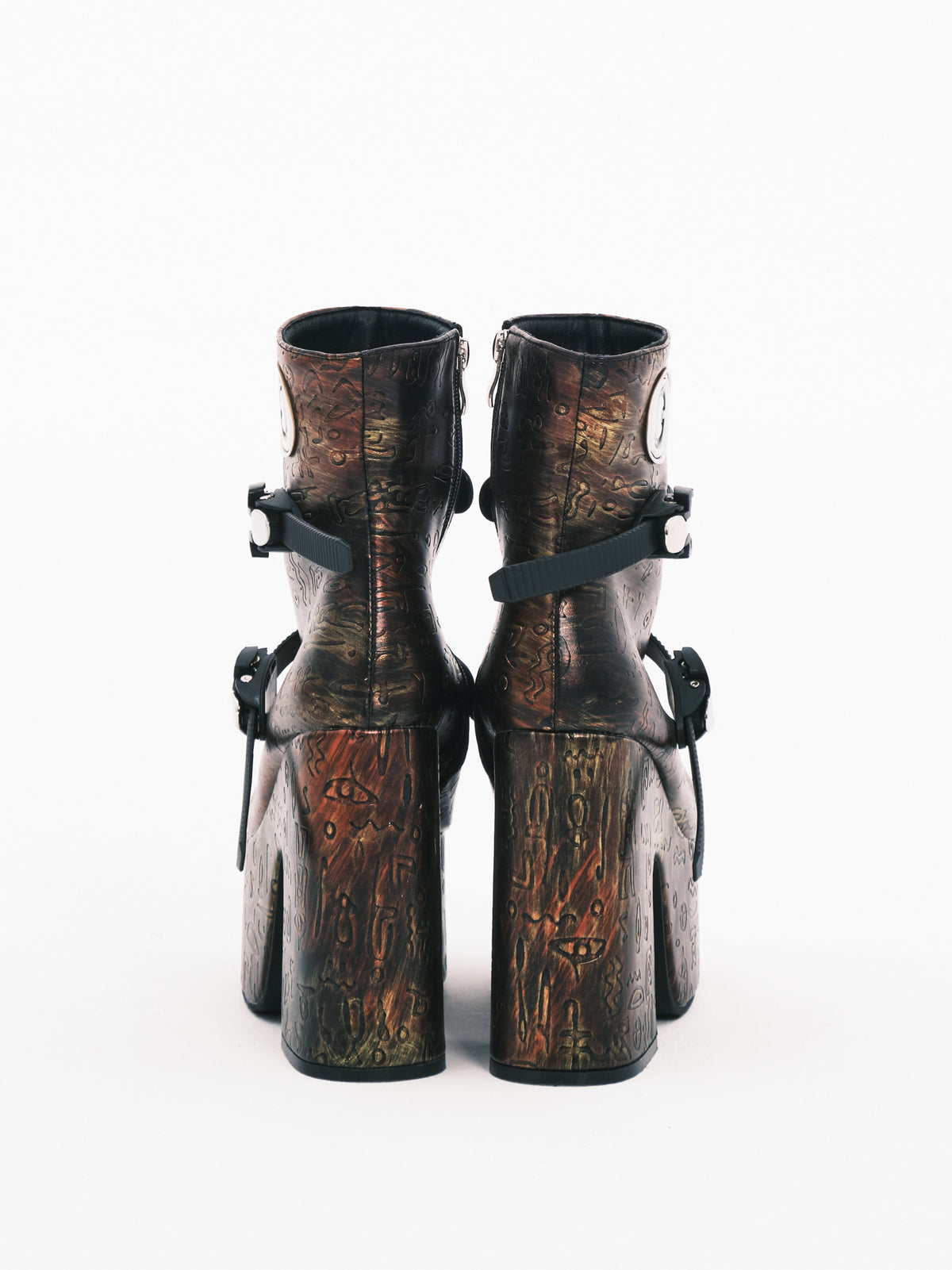 EMBRYO ORACLE high-heeled platform boots — alternate styled presentation