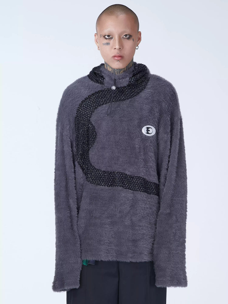 EMBRYO FUR COLLAR oversized plush sweatshirt — alternate product presentation