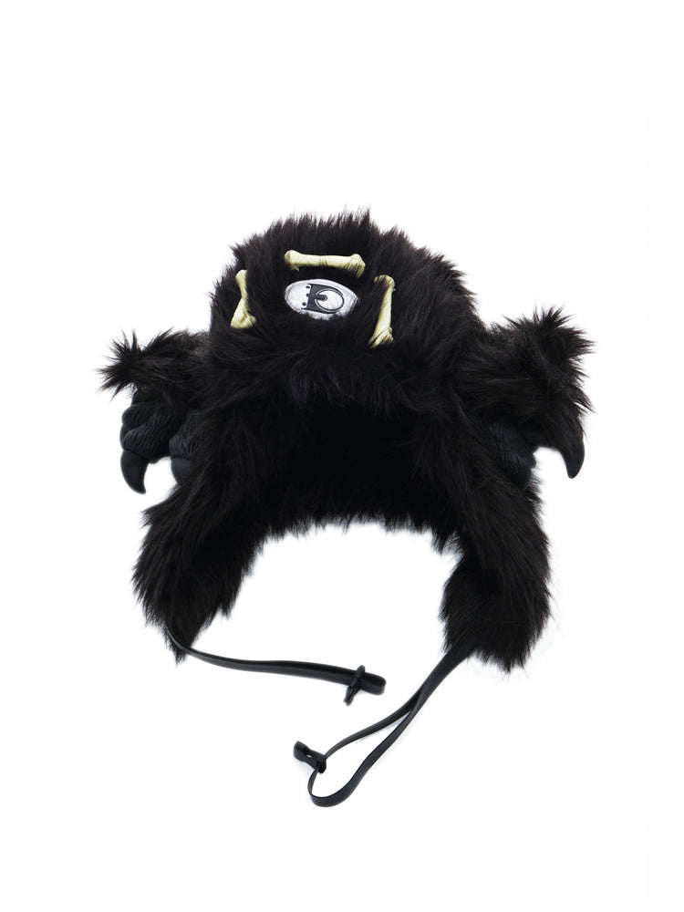 EMBRYO BLACK BEAST bone-detail faux-fur hat — alternate styled presentation