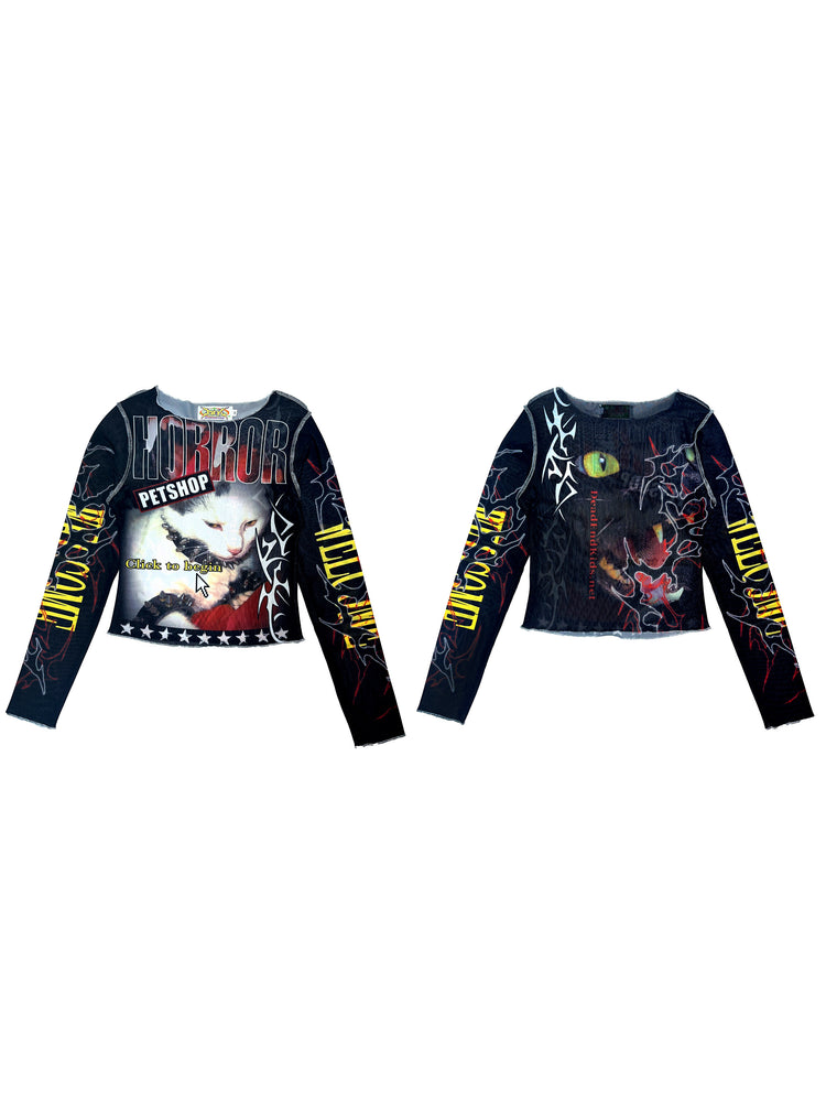 DEADENDKIDS GRAPHIC RIOT fitted mesh top — rear modeled view