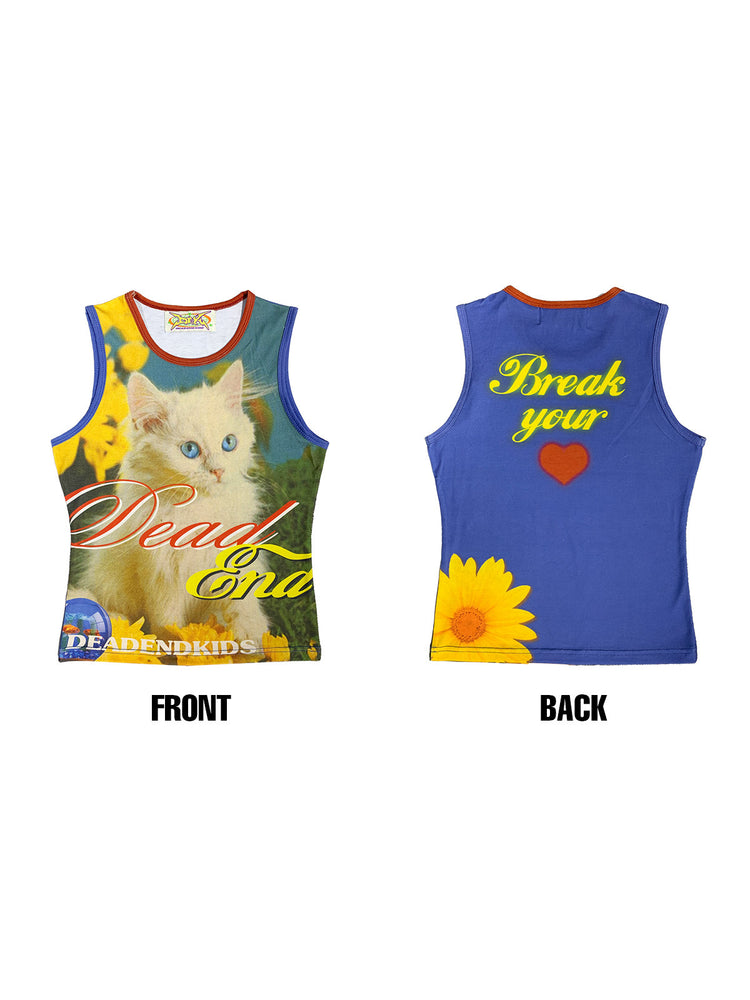 DEADENDKIDS ARCHIVE fitted graphic tank — full-length modeled view