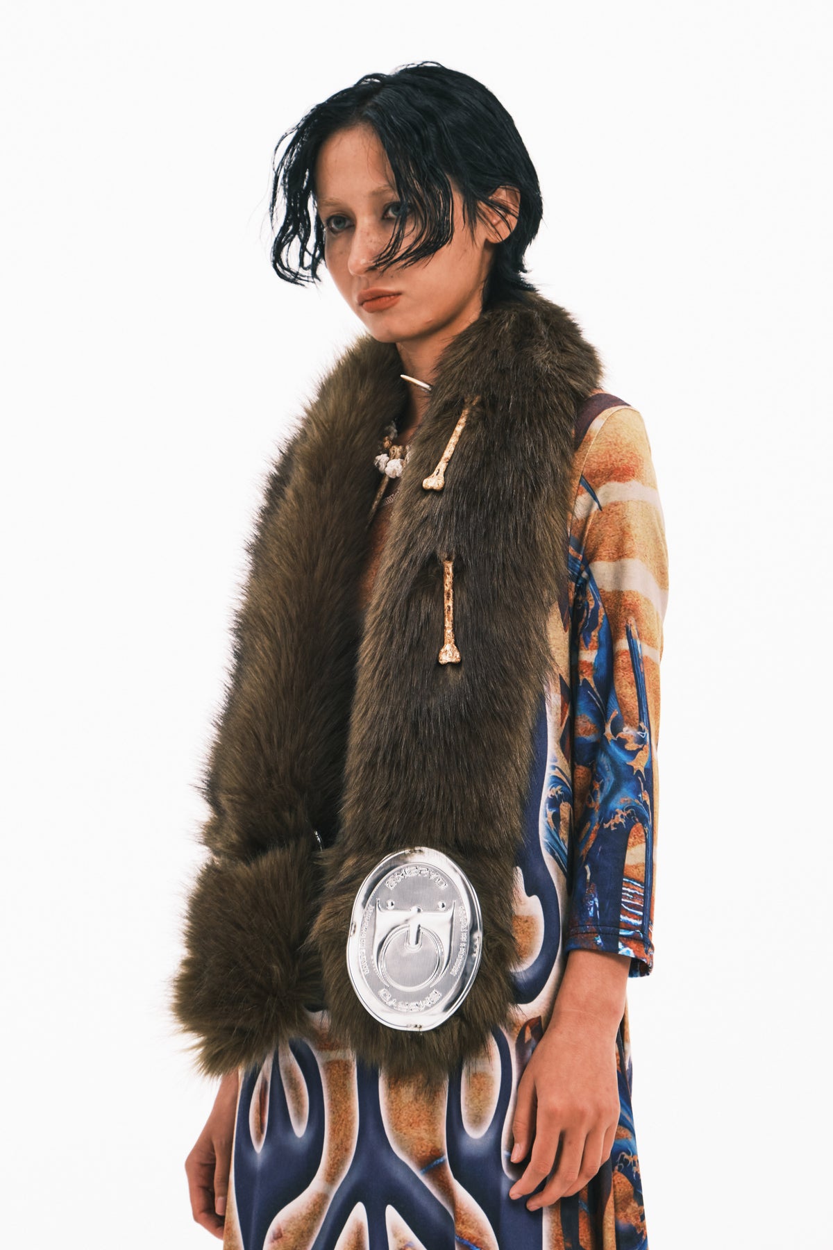 EMBRYO PRIMAL FUR convertible wrap & bag — construction detail
