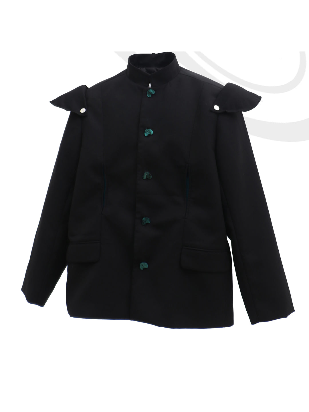 EMBRYO IMPERIAL GUARD detachable-shoulder Zhongshan blazer — fabric and graphic detail