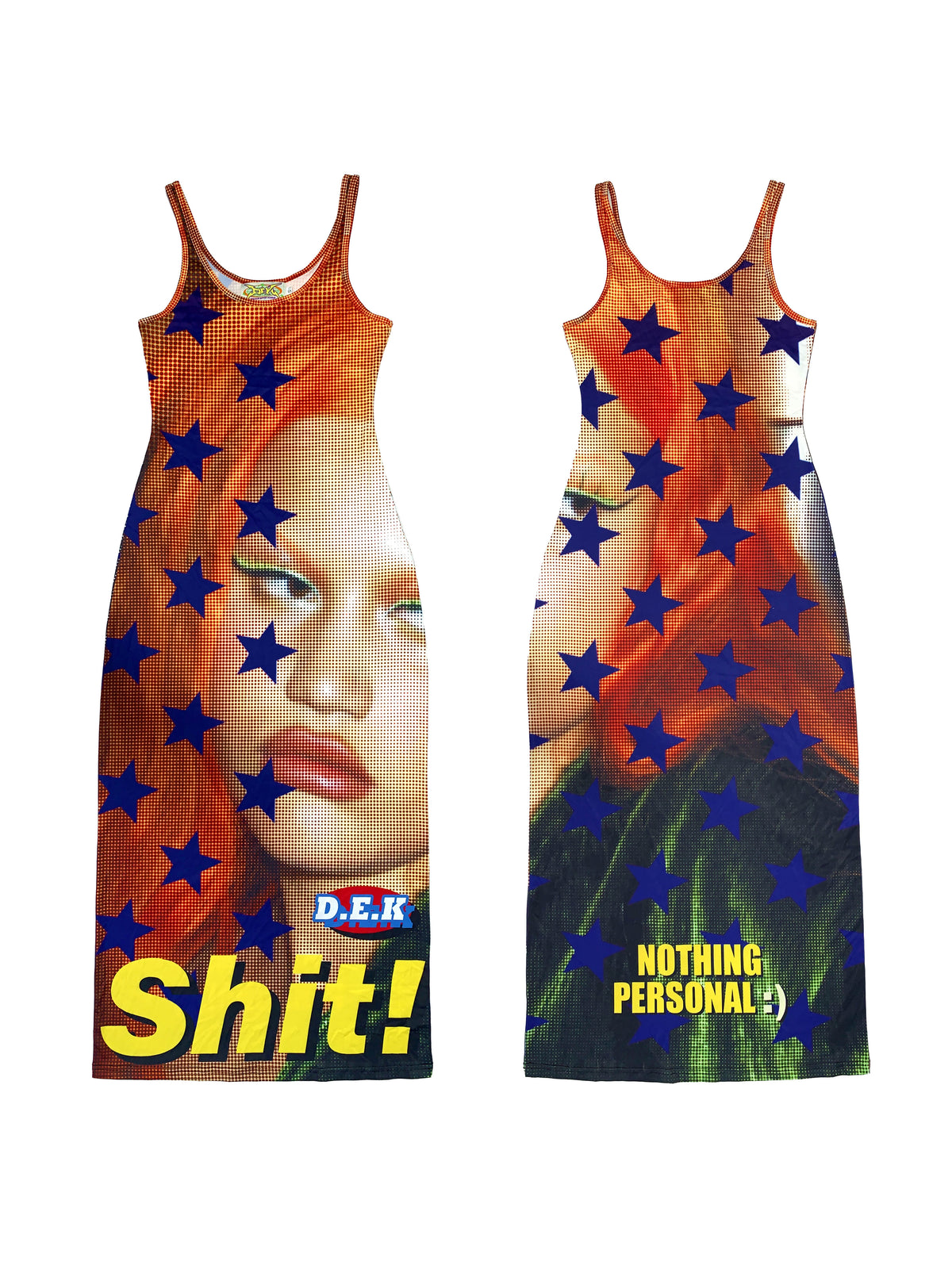 DEADENDKIDS SHIT STAR fitted tank maxi dress — alternate modeled angle