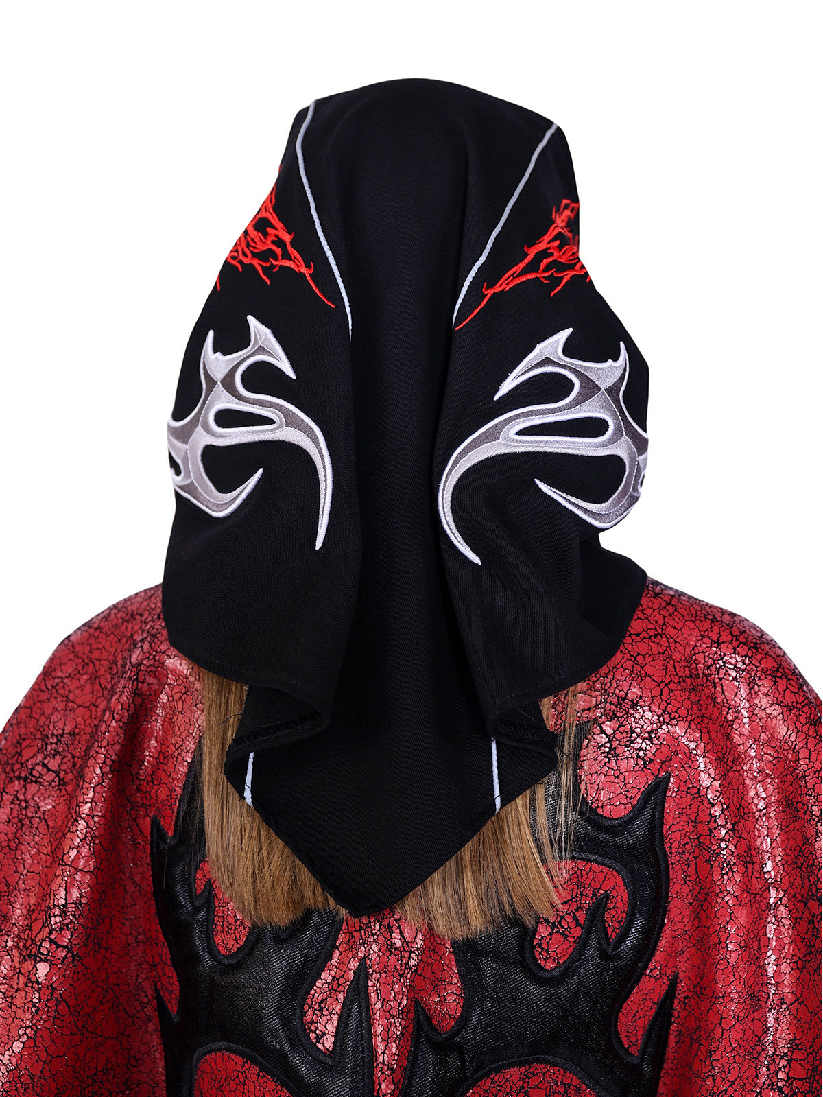 PINKSPINK ELECTRIC MOON embroidered bandana baseball cap — modeled detail view of the garment construction