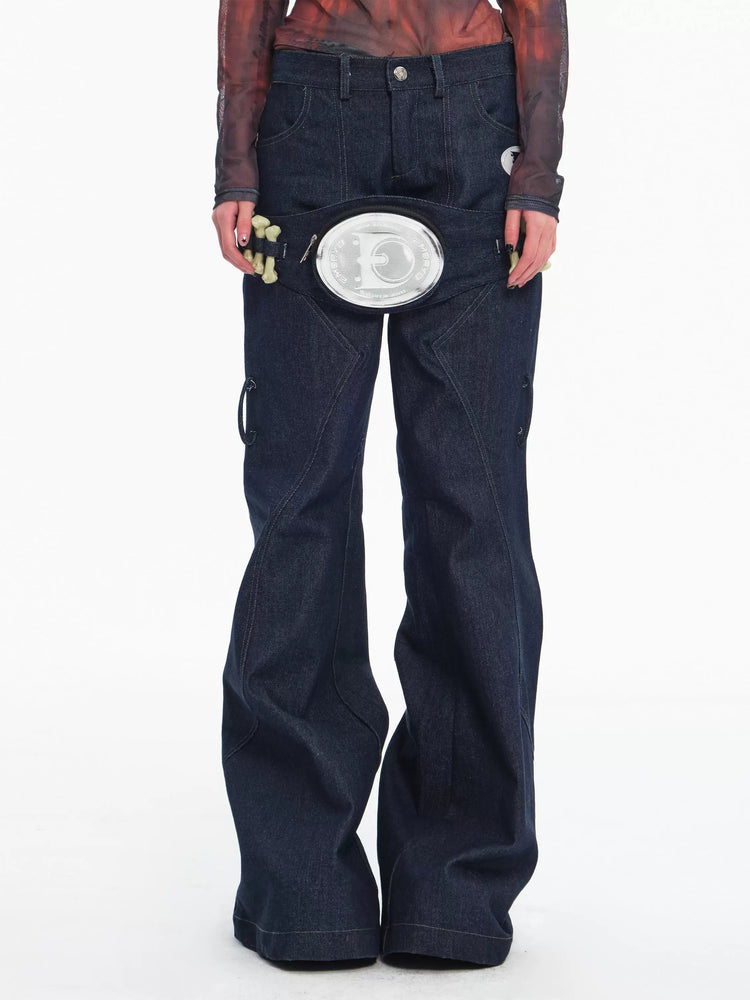 EMBRYO BONE FRAME low-rise flare pants & waist panel — front product presentation