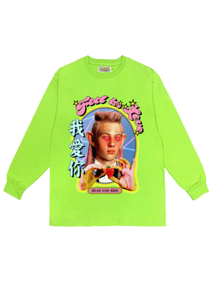 DEADENDKIDS LOVE HATE oversized graphic tee — garment-only view