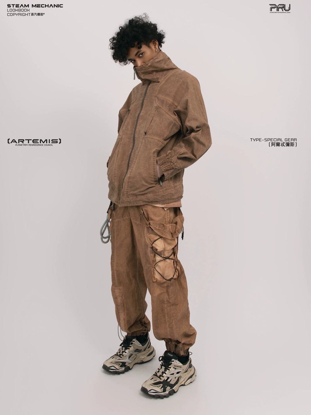 ARTEMIS soft dawn orange tuck-paneled technical jacket — alternate product view