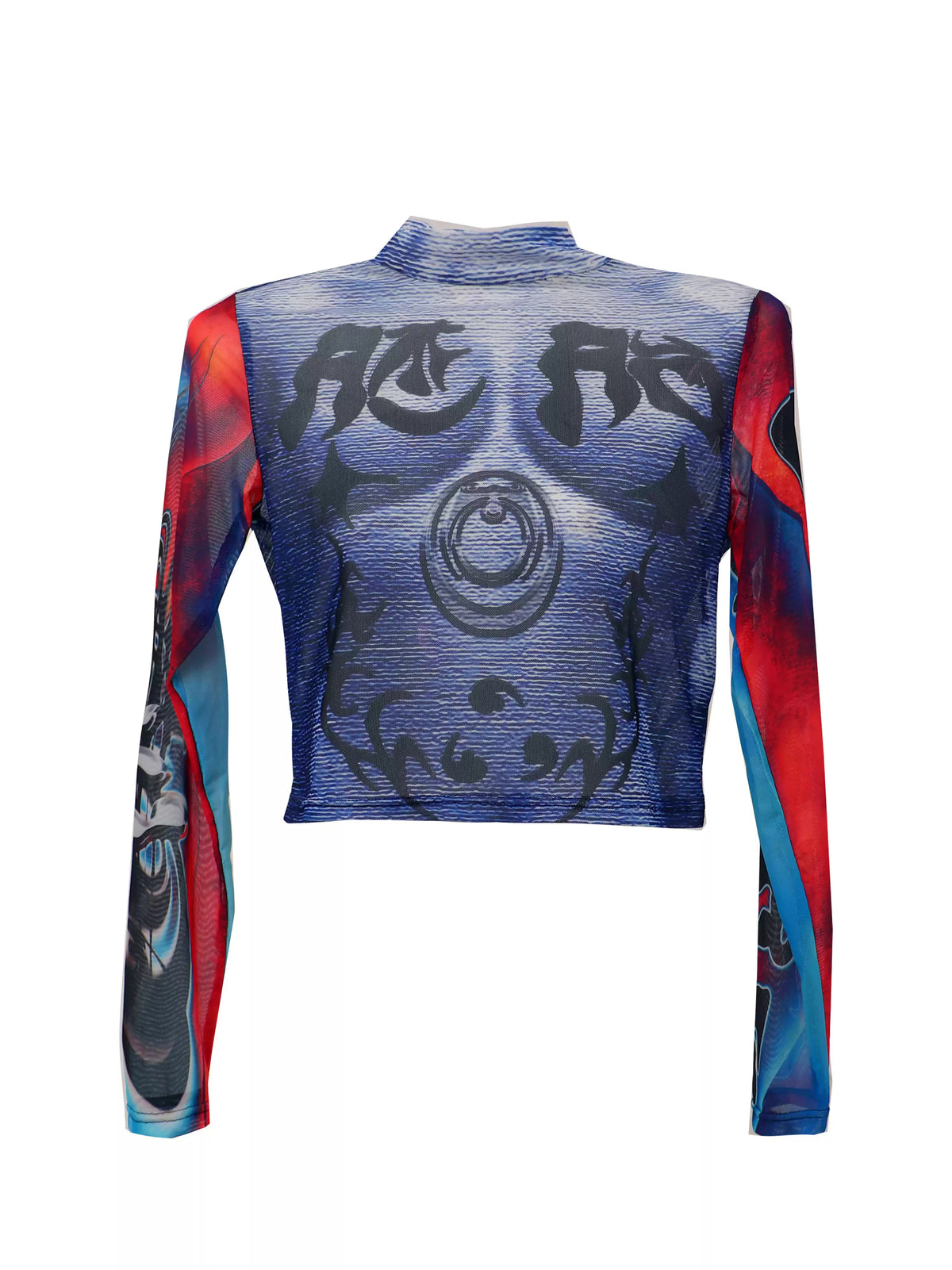 EMBRYO MYSTIC TOTEM fitted mesh crop top — back garment-only view