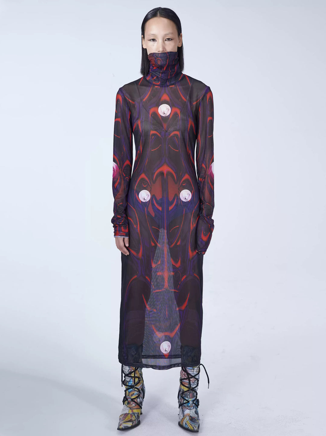 EMBRYO BODY TOTEM mesh maxi dress — front product presentation
