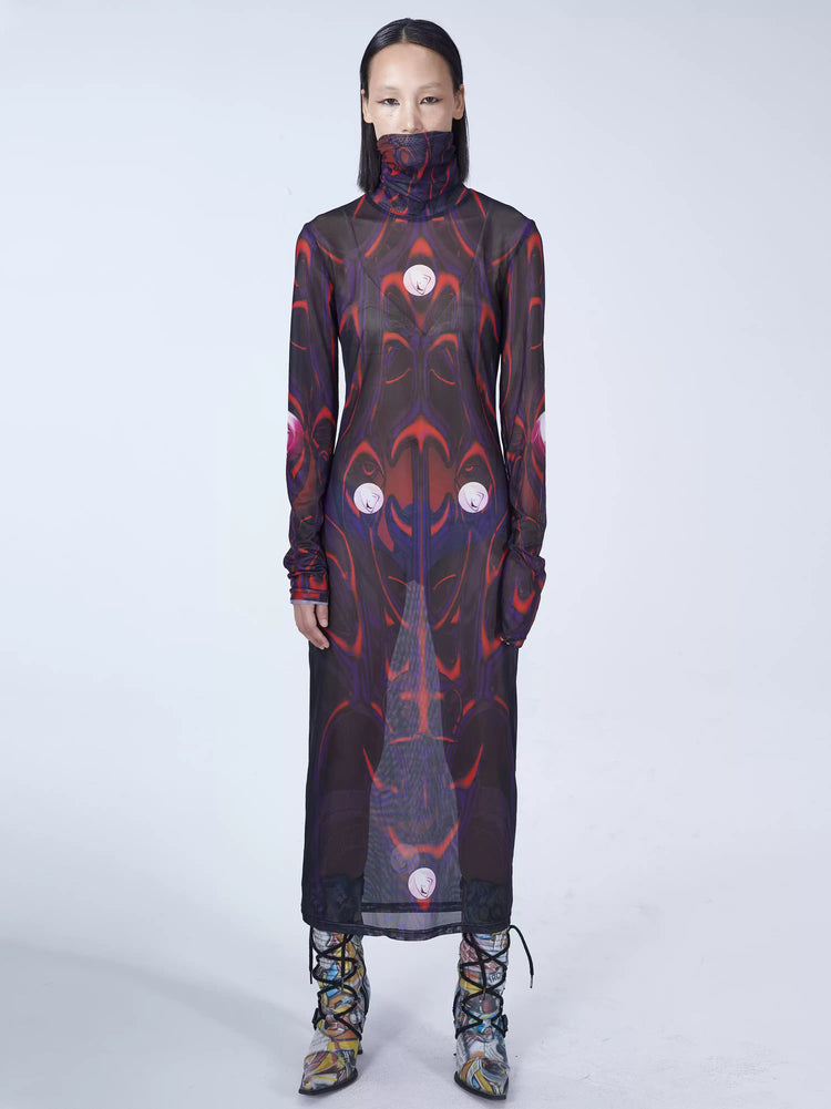 EMBRYO BODY TOTEM mesh maxi dress — front product presentation